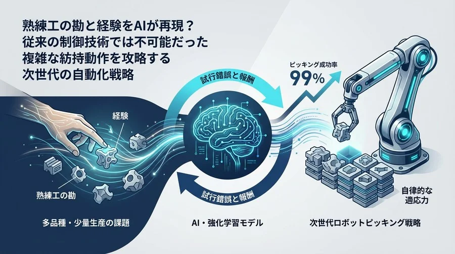 熟練工の「勘」をAIへ移植せよ：強化学習が変えるロボットアームのピッキング戦略