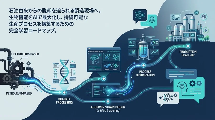 製造業R&DのためのバイオDX完全学習ロードマップ：菌株設計から量産スケールアップまでをAIで加速する実践スキル