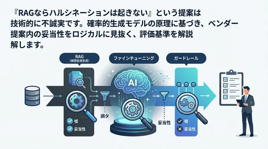「ハルシネーション対策済み」の嘘を見抜く：AIベンダー提案の技術的妥当性評価ガイド