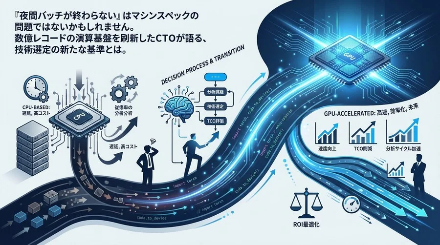 「夜間バッチが終わらない」からの脱却。数億レコードの回帰分析をCPUからGPUへ移行したCTOの決断プロセス