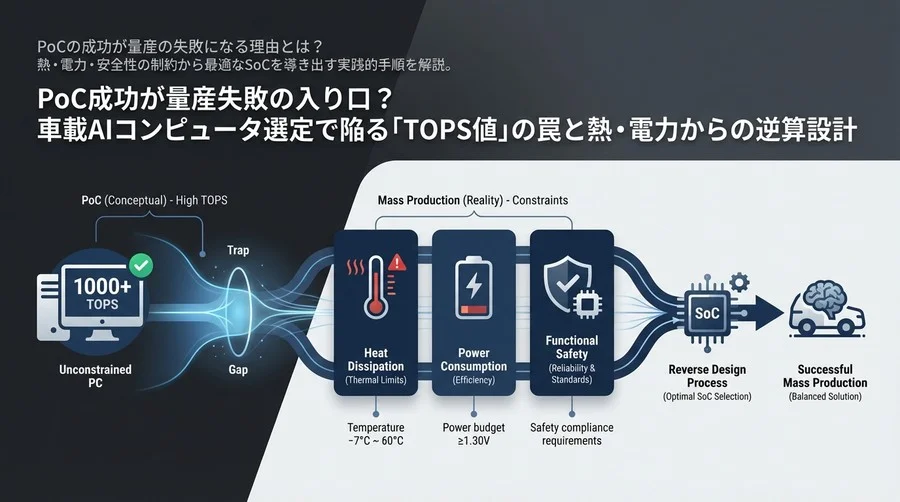 PoC成功が量産失敗の入り口？車載AIコンピュータ選定で陥る「TOPS値」の罠と熱・電力からの逆算設計