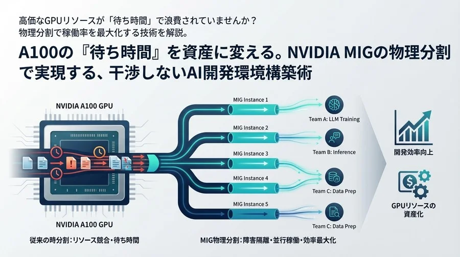 A100の『待ち時間』を資産に変える。NVIDIA MIGの物理分割で実現する、干渉しないAI開発環境構築術