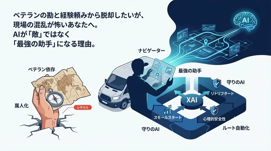 ベテラン依存の配送網は崩壊寸前？現場を混乱させず「守りのAI」でルート自動化を成功させる全手順