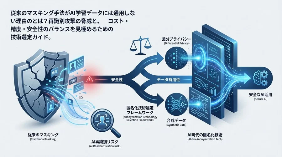 従来のマスキングはなぜ無力か？AI時代の匿名化技術選定と再識別リスクの真実
