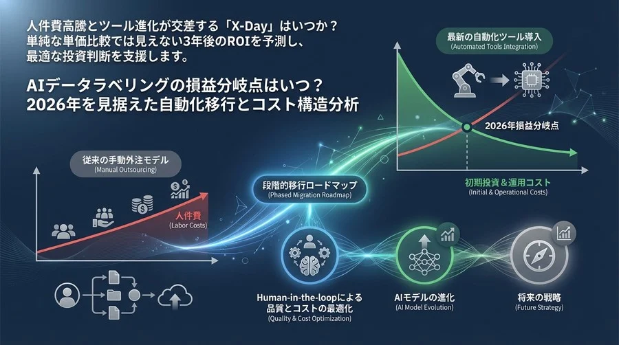 AIデータラベリングの損益分岐点はいつ？2026年を見据えた自動化移行とコスト構造分析