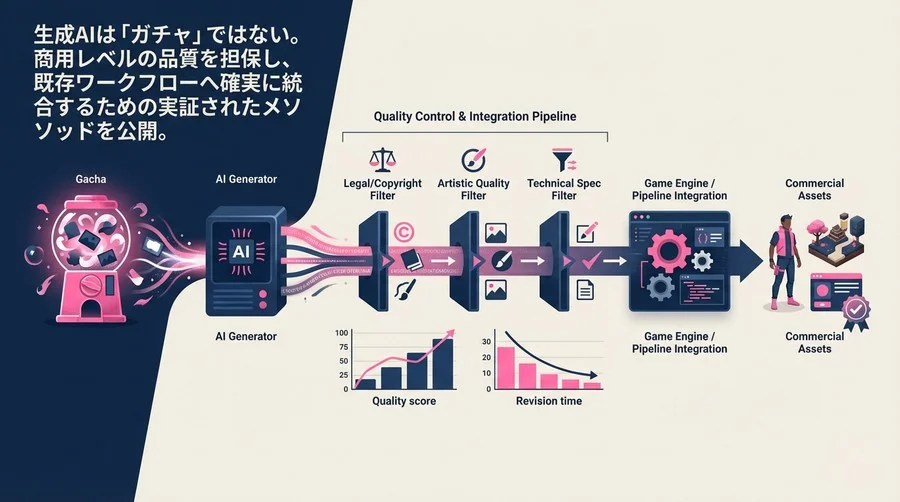 ゲーム開発AIパイプラインの品質管理：生成アセットを「ガチャ」にしない商用統合メソッド