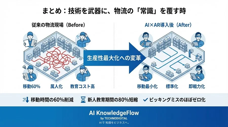 AIルート最適化とARピッキングで物流現場の「移動」を6割削減する技術的根拠 - Conclusion Image