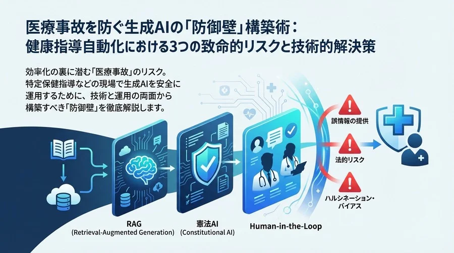 医療事故を防ぐ生成AIの「防御壁」構築術：健康指導自動化における3つの致命的リスクと技術的解決策