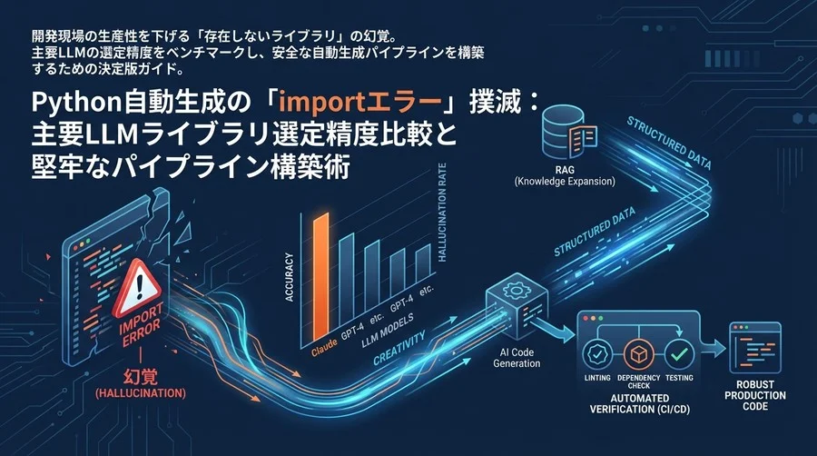 Python自動生成の「importエラー」撲滅：主要LLMライブラリ選定精度比較と堅牢なパイプライン構築術