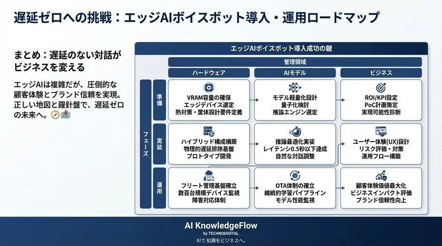 遅延ゼロへの挑戦：エッジAIボイスボット導入・運用ロードマップ - Conclusion Image