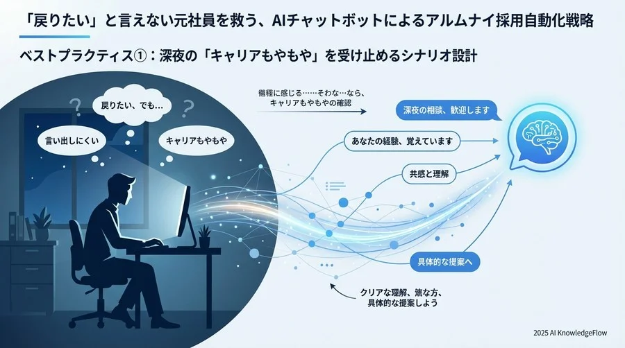 ベストプラクティス①：深夜の「キャリアもやもや」を受け止めるシナリオ設計 - Section Image