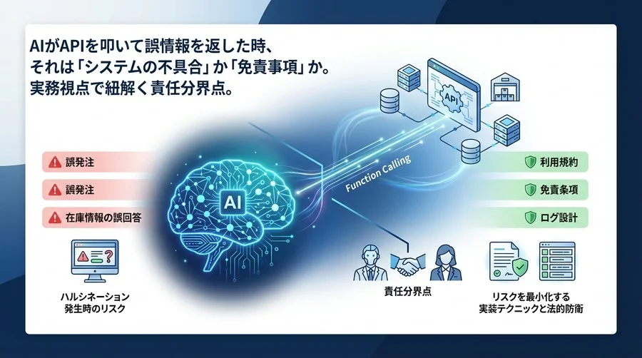 Function Calling実装の法的リスクと責任分界点：AI在庫照会システムの「誤回答」を防衛する実務ガイド