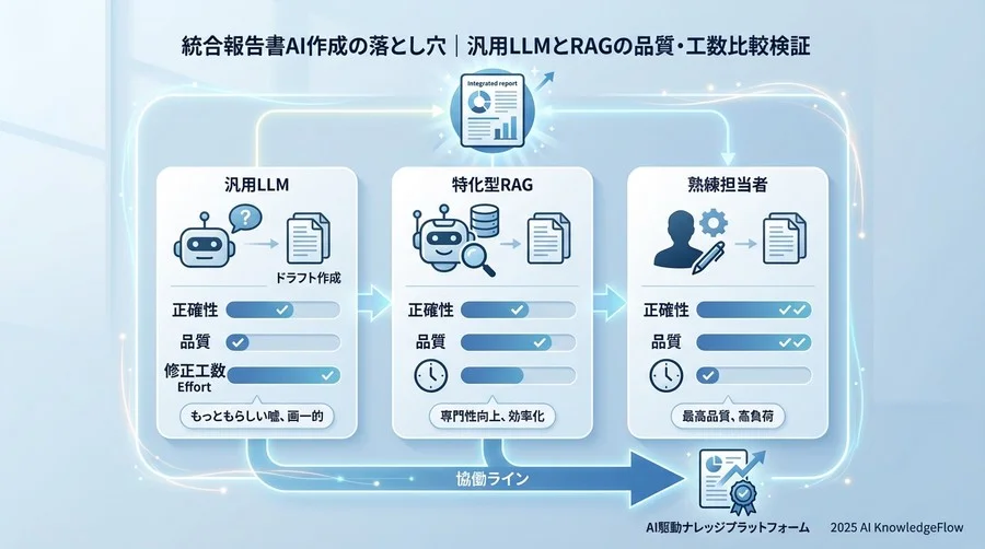 ベンチマーク設計：汎用LLM vs 特化型RAG vs 人手 - Section Image