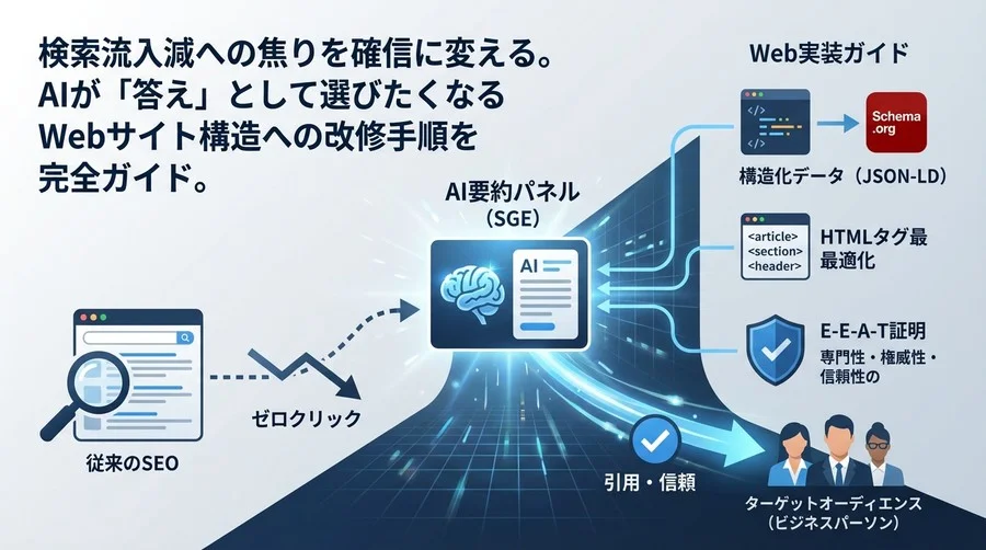 ゼロクリック検索時代の生存戦略：AI要約パネルに選ばれるWeb実装ガイド