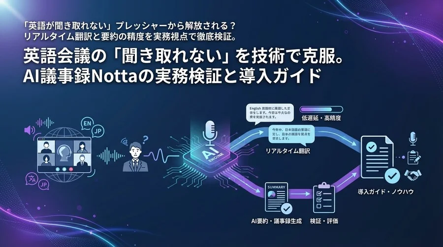 英語会議の「聞き取れない」を技術で克服。AI議事録Nottaの実務検証と導入ガイド