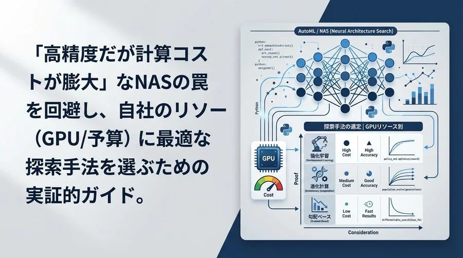 AutoML導入の「コストの壁」を突破する：GPUリソース別・ニューラルネット自動探索（NAS）手法の選定ガイド