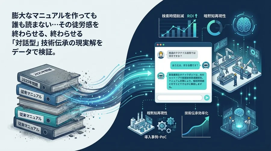 「誰も読まないマニュアル」を終わらせる：製造業の技術伝承におけるAIチャットボット導入効果と限界のデータ検証