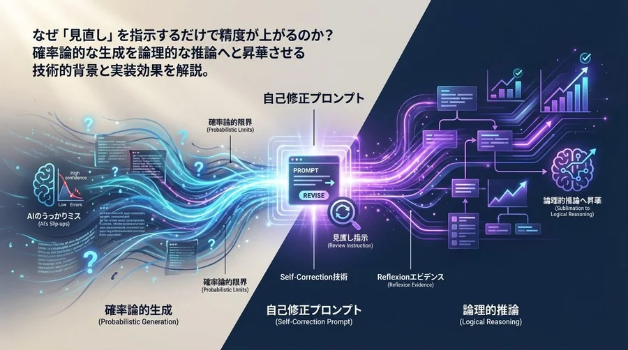 AIの「うっかりミス」はなぜ起きる？自己修正プロンプトで確率論的生成を論理的推論へ昇華させる技術的アプローチ
