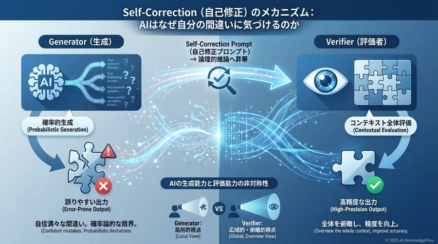 Self-Correction（自己修正）のメカニズム：AIはなぜ自分の間違いに気づけるのか - Section Image