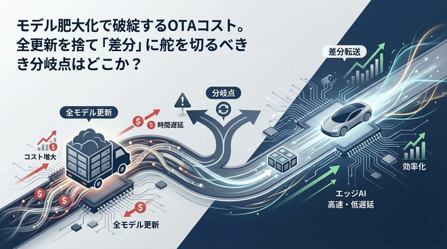 SDVの収益を脅かす「通信コスト」の罠：全モデル更新を捨て、差分転送へ舵を切る分岐点