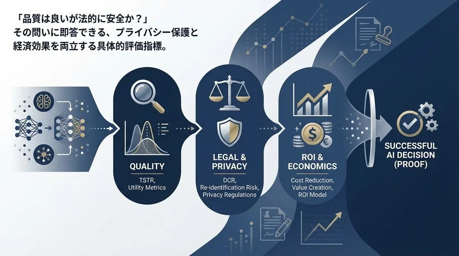 合成データ導入の成否を決める3つの評価軸：品質・法務・ROIの定量化ガイド