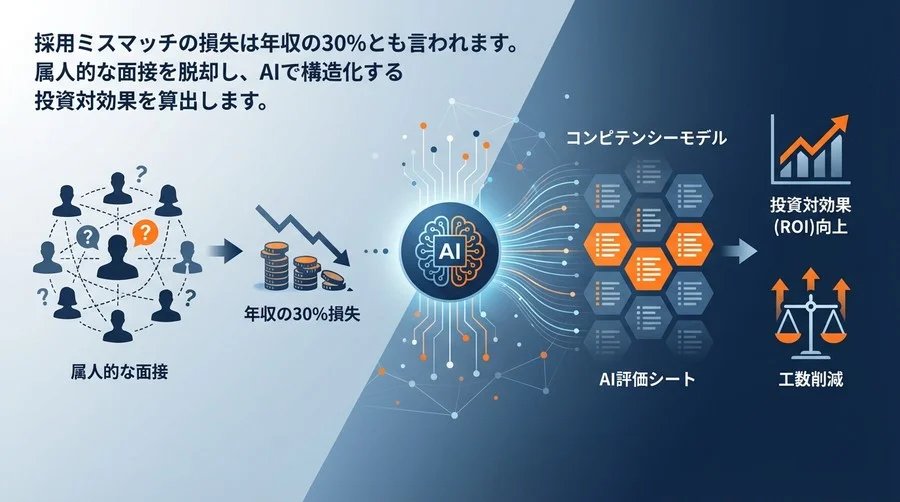 採用ミスマッチ損失は年収の30%？AI面接評価シートで実現する「構造化面接」の投資対効果