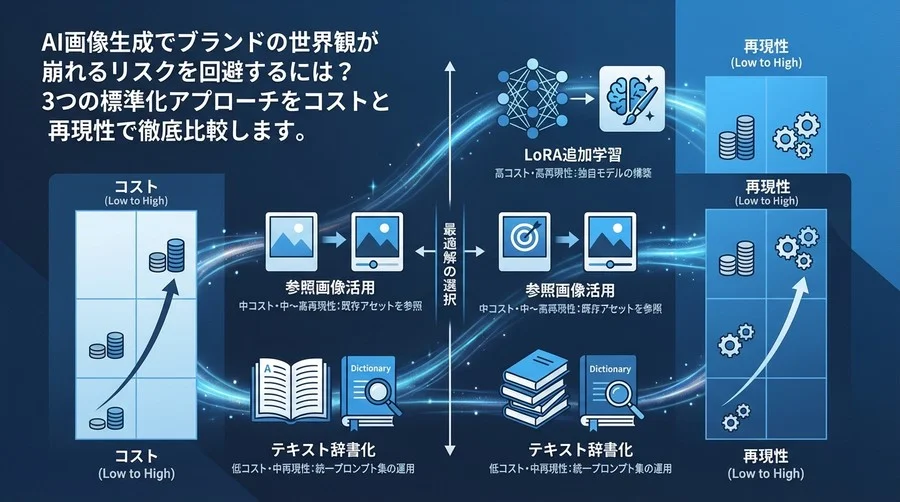 AI画像生成の「トンマナ崩壊」を防ぐ3つの標準化戦略：コストと再現性で選ぶ最適解