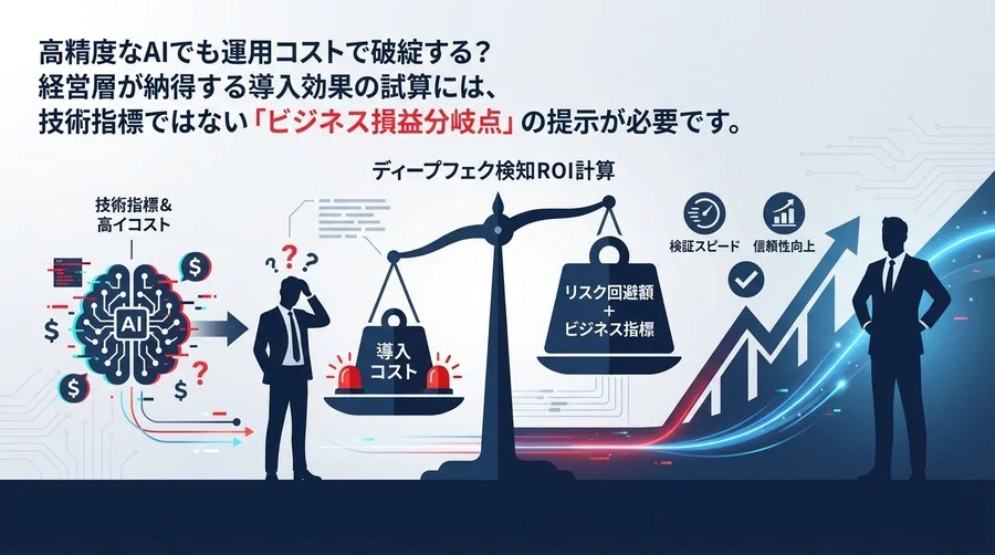 ディープフェイク検知のROI算出：経営層を納得させる「リスク回避額」と3つのビジネス指標