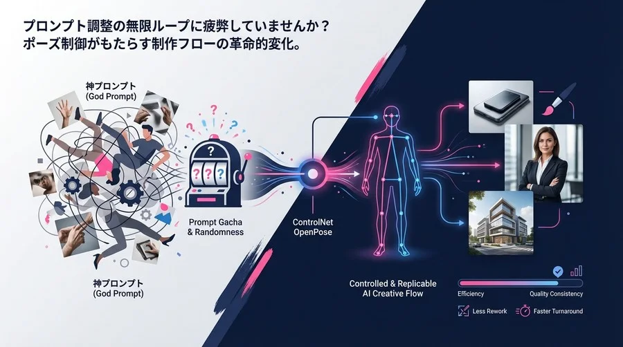 脱・ガチャ運頼み。ControlNet OpenPoseで実現する「修正に強い」AIクリエイティブ制作フロー