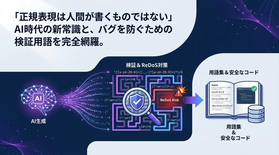 「正規表現は人間が書くな」AI生成コードの検証とReDoS対策用語集