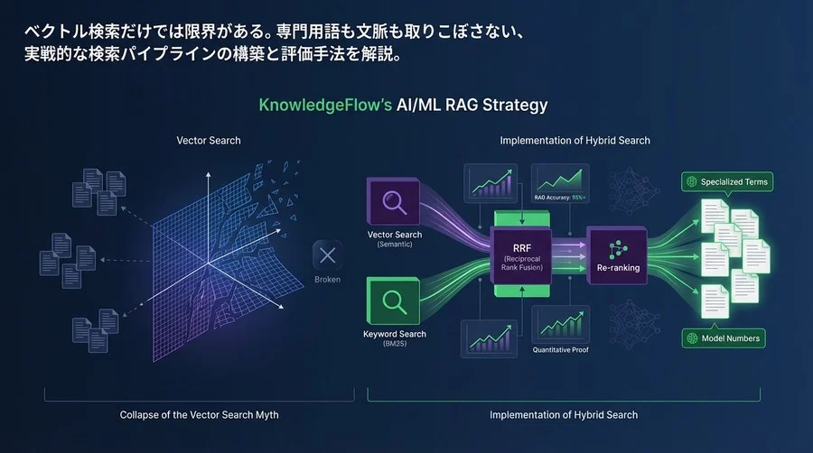 ベクトル検索神話の崩壊とハイブリッド検索の実装戦略：RAG精度を数値で証明するエンジニアリング手法