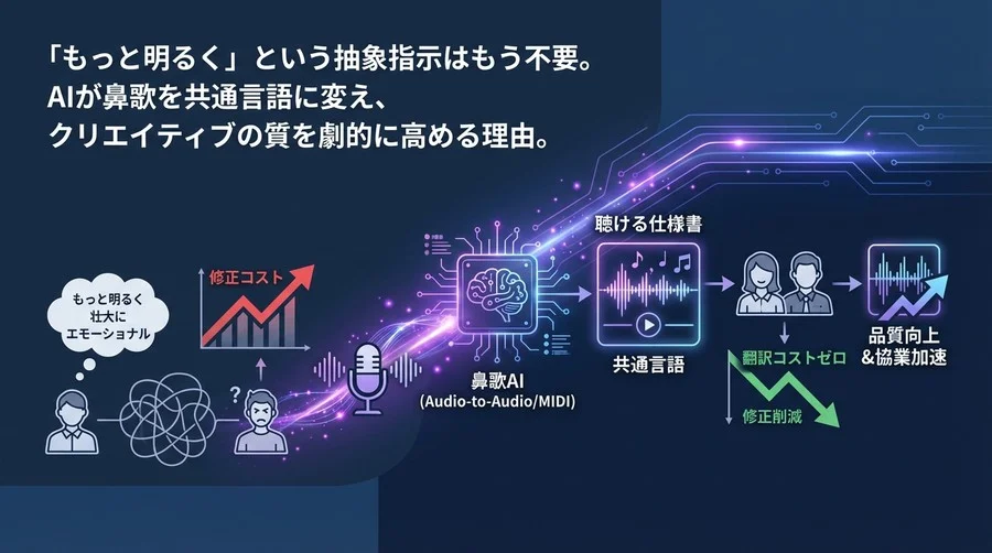 「もっと明るく」はもう禁止。鼻歌AIを共通言語にして音楽発注の翻訳コストをゼロにする制作DX論