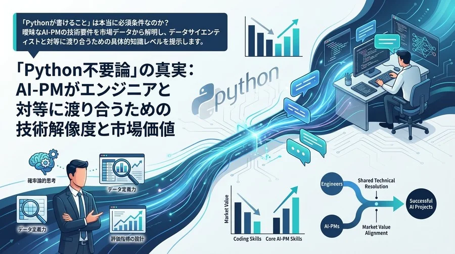 「Python不要論」の真実：AI-PMがエンジニアと対等に渡り合うための技術解像度と市場価値