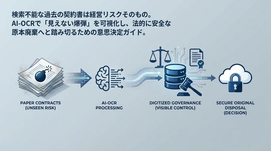 契約書原本廃棄の決断：AI-OCRで「見えない爆弾」を可視化し法的リスクを制御するガバナンス強化ガイド