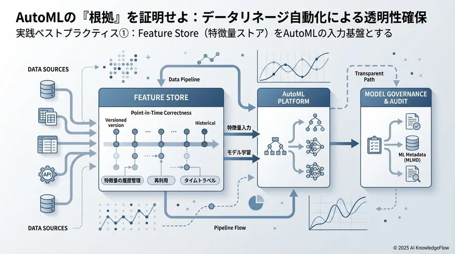 実践ベストプラクティス①：Feature Store（特徴量ストア）をAutoMLの入力基盤とする - Section Image