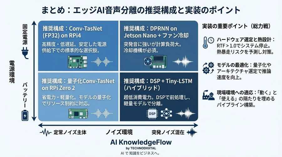 クラウド不要のAI音声分離：ラズパイ級デバイスでのノイズ除去性能と熱暴走リスクの実測検証 - Conclusion Image
