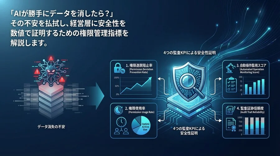 「AIが勝手にデータを消す」不安を数値で封殺する：エージェント権限管理の4つの監査KPI