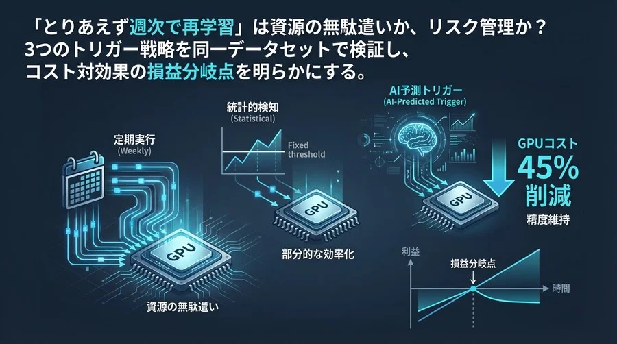 「週次再学習」は捨てろ：AIトリガーでGPUコストを45%削減したMLOpsベンチマーク