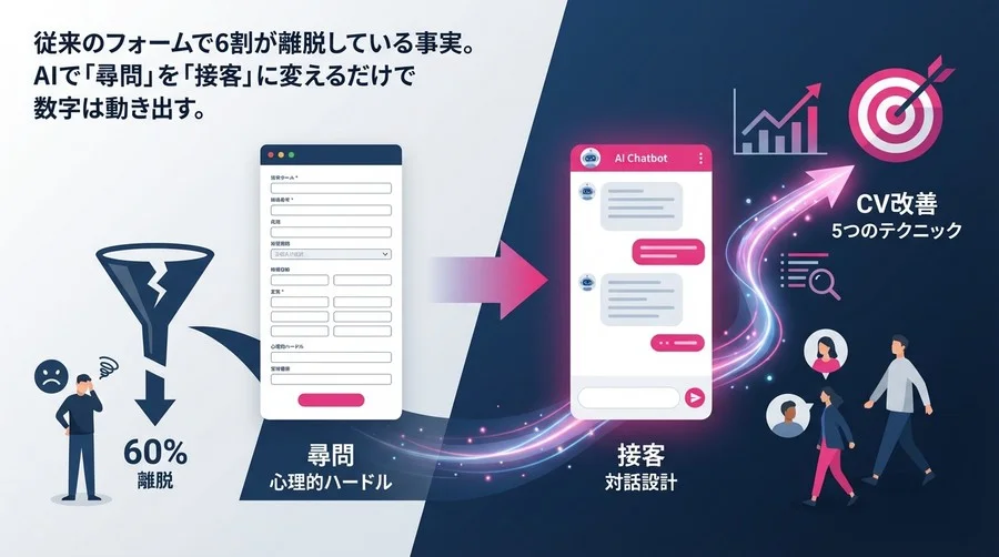 「尋問」のようなフォームで6割を逃していませんか？AIチャットボットで「接客」に変える5つの対話設計術
