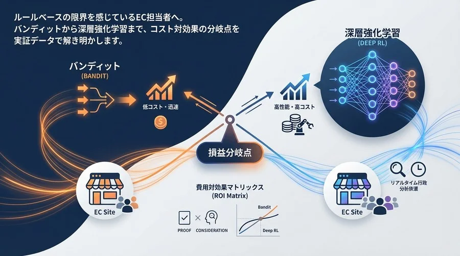 強化学習レコメンドの費用対効果：バンディットvs深層学習の損益分岐点
