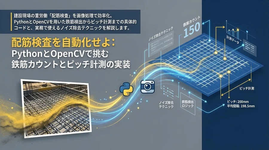 配筋検査を自動化せよ：PythonとOpenCVで挑む鉄筋カウントとピッチ計測の実装