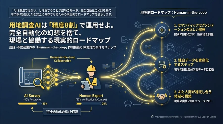 用地調査AIは「精度8割」で運用せよ。完全自動化の幻想を捨て、現場と協働する現実的ロードマップ