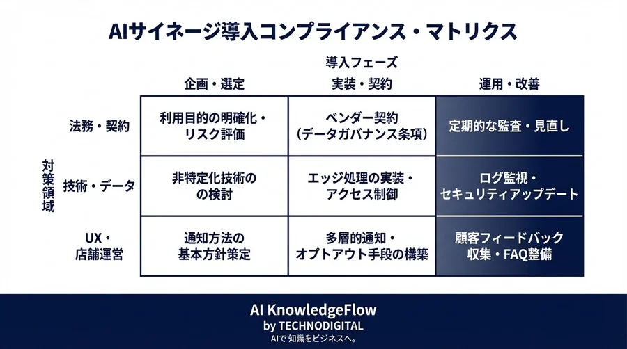 「個人情報は取得していません」では不十分？AIサイネージ導入の法務・実装戦略 - Conclusion Image