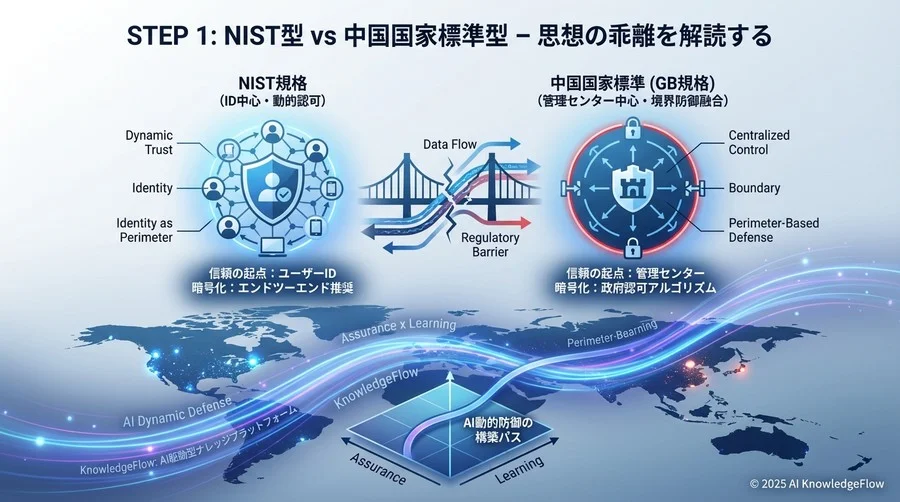 Step 1：思想の乖離を解読する - NIST型 vs 中国国家標準型 - Section Image