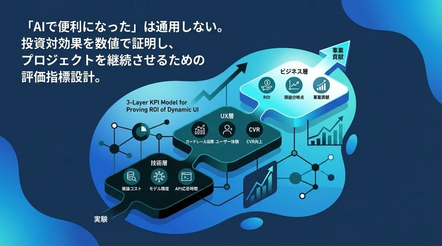 動的UIのROIを証明する：機械学習プロジェクトを黒字化させる3層KPI設計と評価モデル