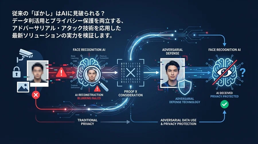 顔認識AIを欺く「アドバーサリアル防御」の実力検証：ぼかし無効化時代のデータ活用とプライバシー保護ソリューション比較