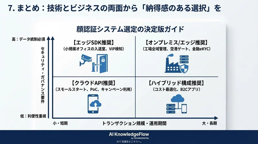 初期費用の罠を回避せよ：顔認証API対オンプレミス、5年後のTCOとセキュリティで選ぶ最適解 - Conclusion Image