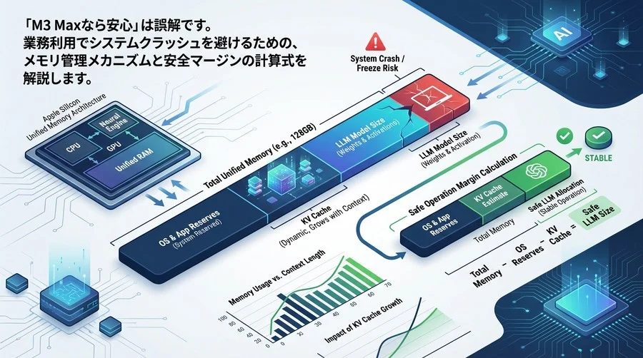 M3 Maxでも落ちる？Apple SiliconでLLMを「絶対に落とさない」ためのメモリ安全限界計算式