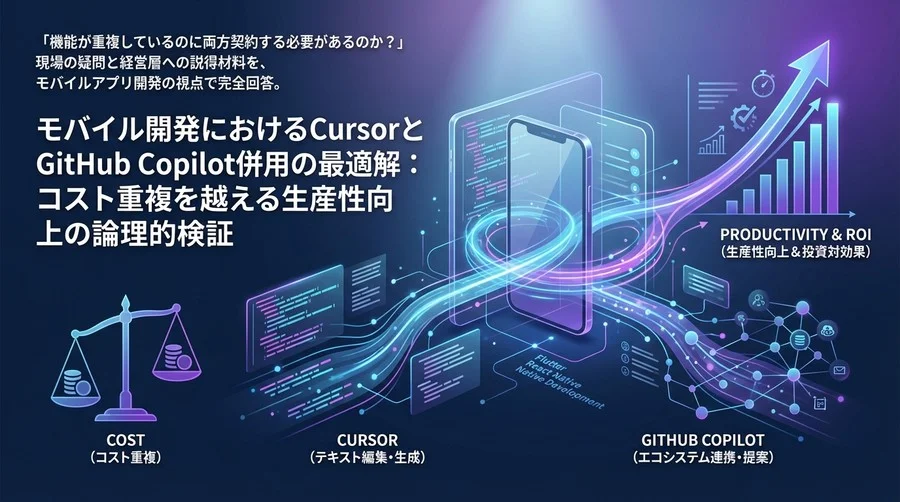 モバイル開発におけるCursorとGitHub Copilot併用の最適解：コスト重複を越える生産性向上の論理的検証