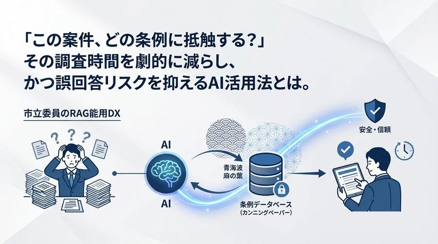 自治体DXの切り札。「条例検索」でAIの嘘を防ぎ、職員を激務から解放する方法